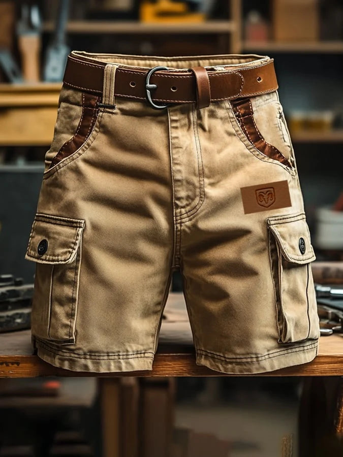 Petrus - Slidstærke Cargo Shorts med Læderdetaljer
