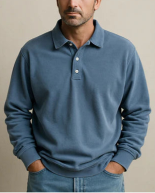 Abel - Retro Bomulds Polo Sweater i Premium Kvalitet
