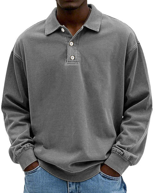 Abel - Retro Bomulds Polo Sweater i Premium Kvalitet
