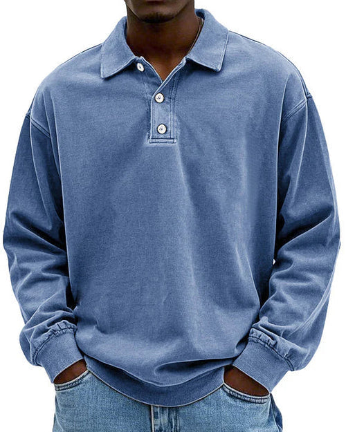 Abel - Retro Bomulds Polo Sweater i Premium Kvalitet