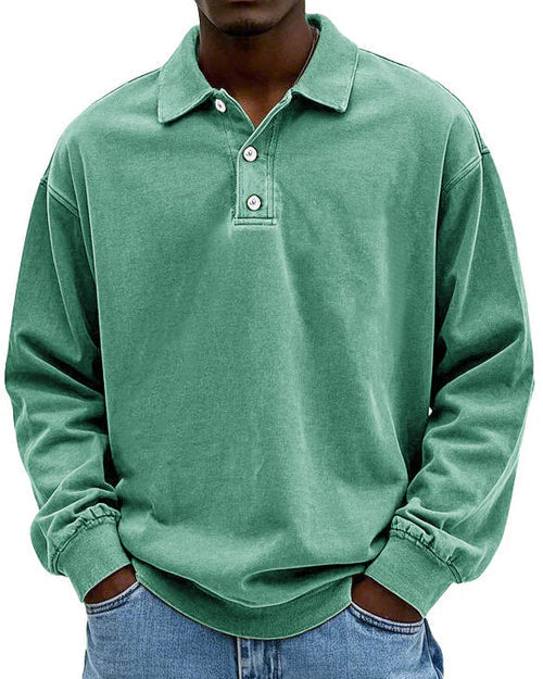 Abel - Retro Bomulds Polo Sweater i Premium Kvalitet