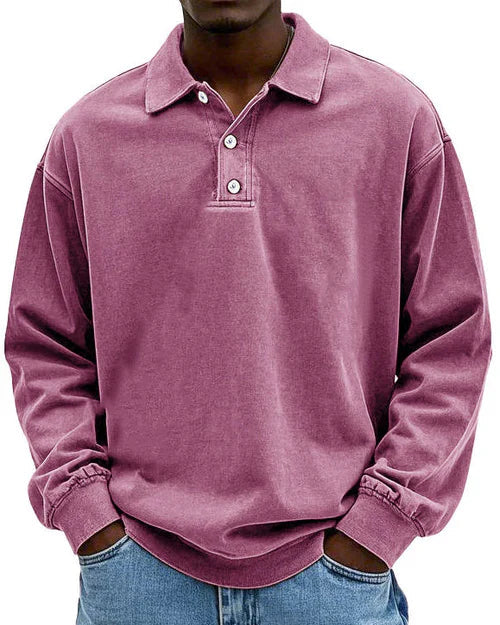 Abel - Retro Bomulds Polo Sweater i Premium Kvalitet