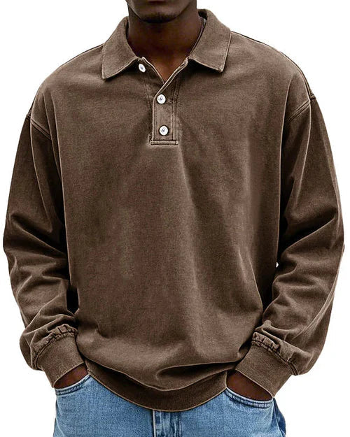 Abel - Retro Bomulds Polo Sweater i Premium Kvalitet
