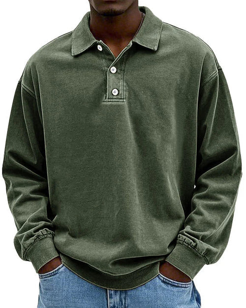 Abel - Retro Bomulds Polo Sweater i Premium Kvalitet