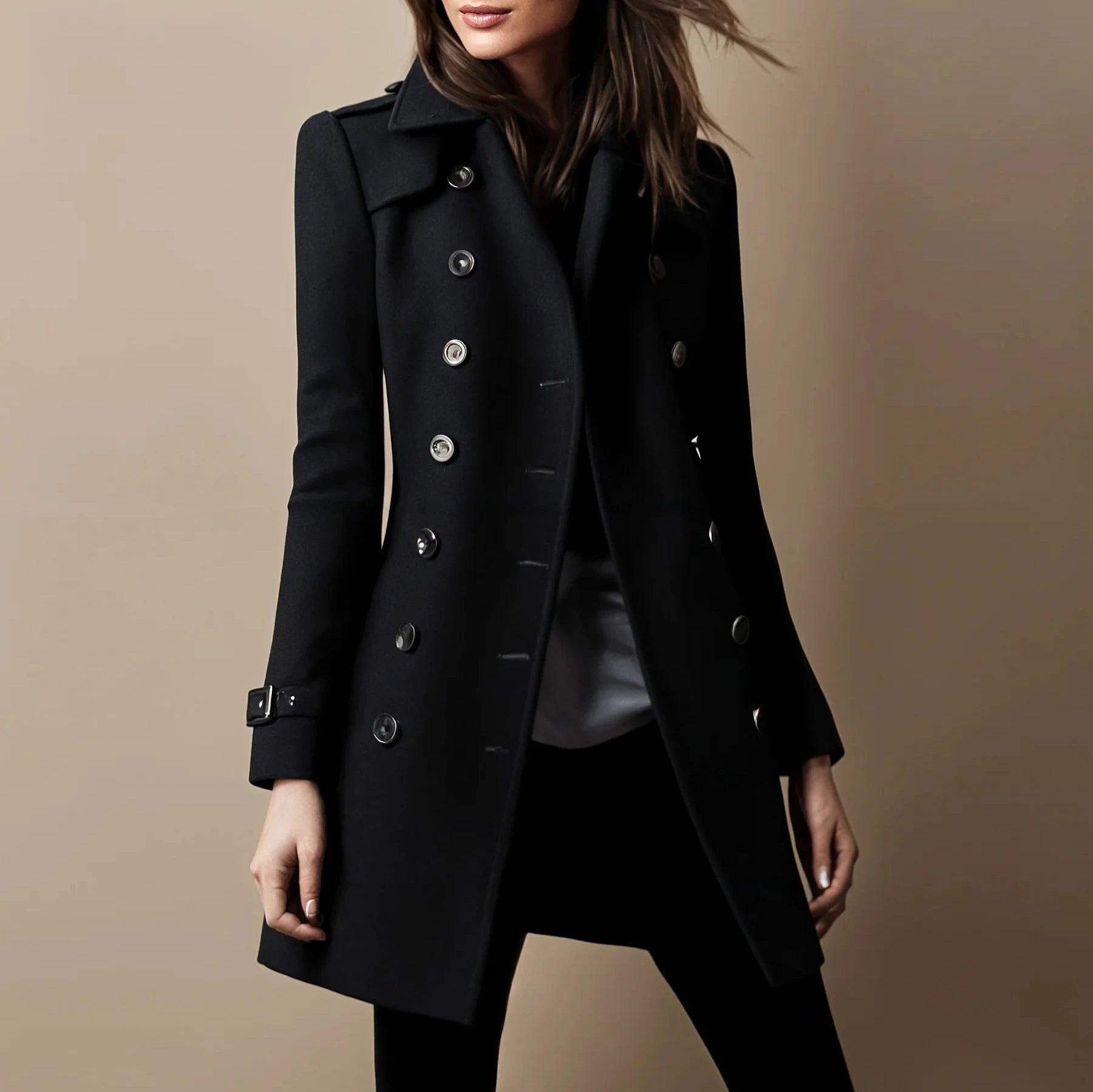Dolène - Manteau Long Boutonné Élégant