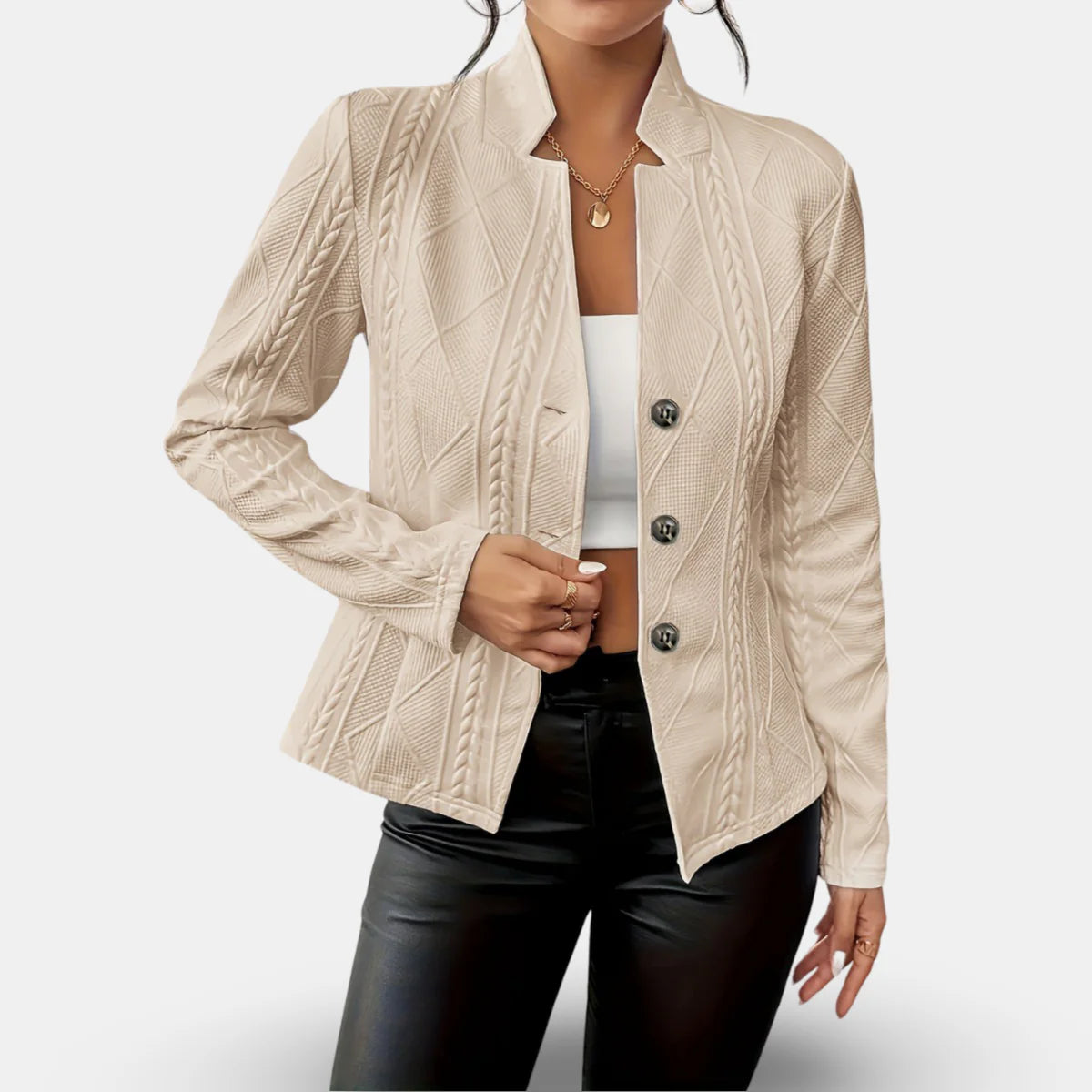 Rita - Blazer Élégant Ajusté à Relief