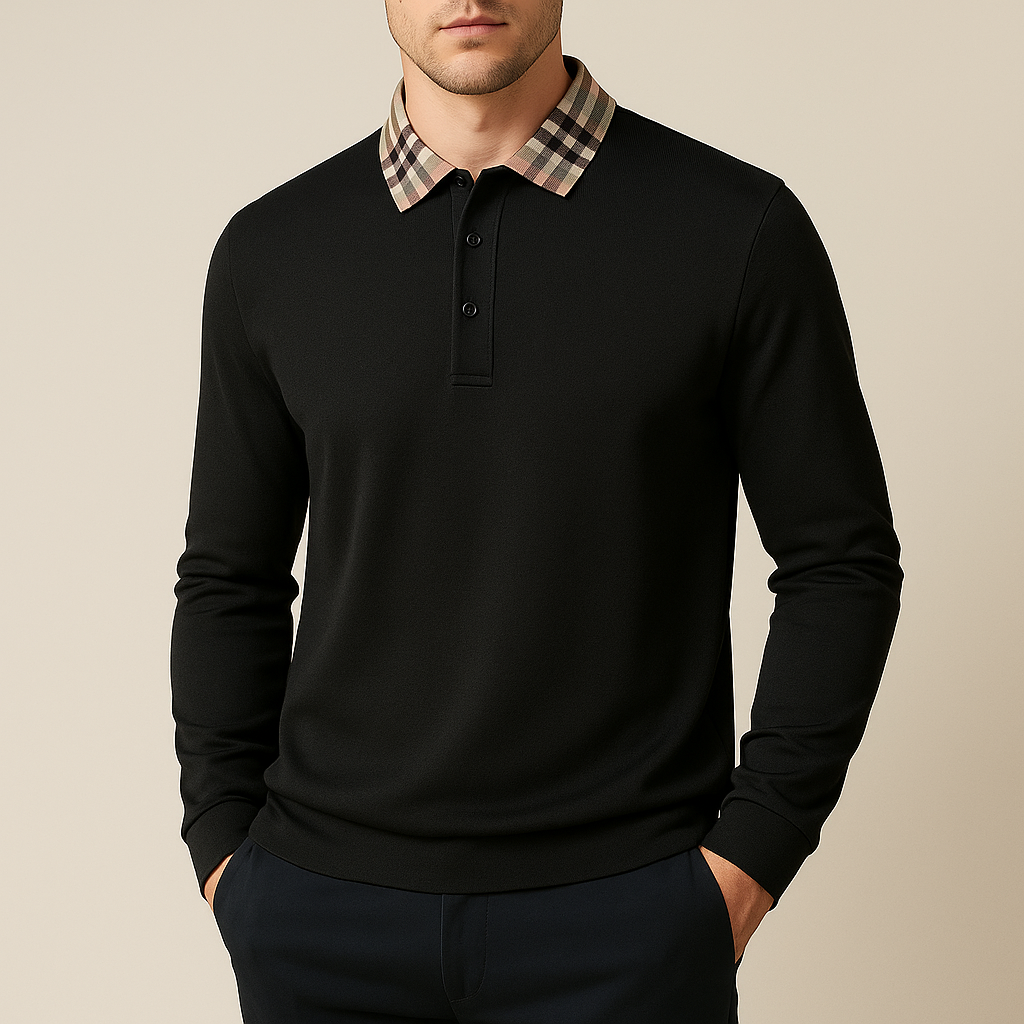 Baptiste - Prestige Sweater Polo med Ternet Krave
