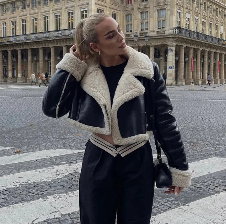 Bucarest - Veste en Cuir et Mouton Vegan Supérieur