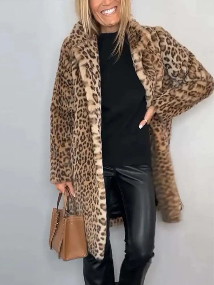 Jovanka - Manteau Fourrure Imprimé Léopard