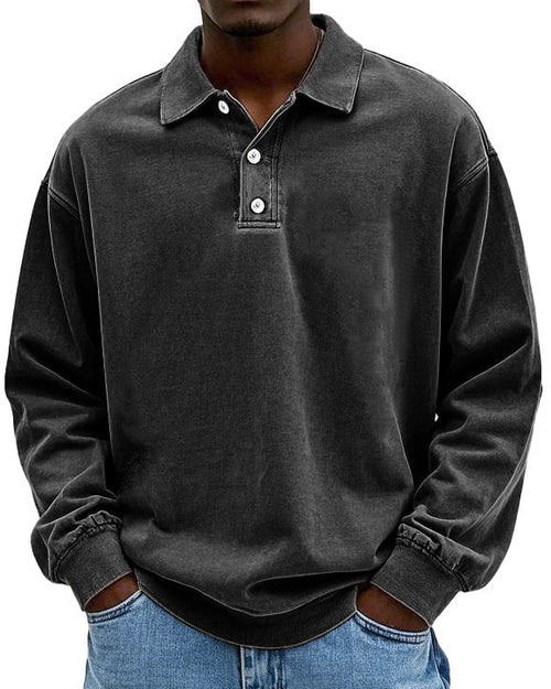 Abel - Retro Bomulds Polo Sweater i Premium Kvalitet