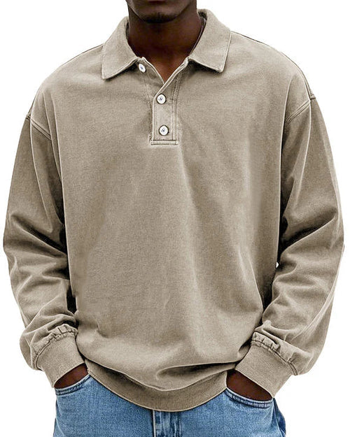 Abel - Retro Bomulds Polo Sweater i Premium Kvalitet