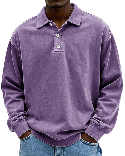 Abel - Retro Bomulds Polo Sweater i Premium Kvalitet