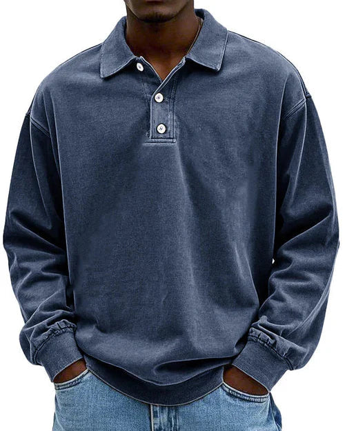 Abel - Retro Bomulds Polo Sweater i Premium Kvalitet